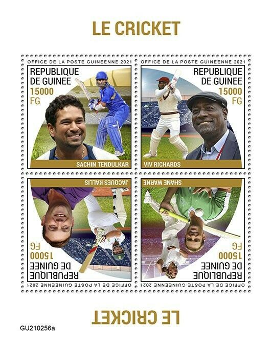 Guinea 2021 MNH Cricket Stamps Sports Viv Richards Shane Warne Tendulkar 4v M/S