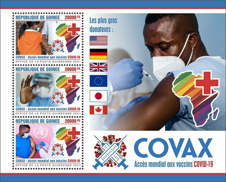 Guinea 2021 MNH Medical Stamps Corona Covax Vaccines Global Access Covid-19 Covid 3v M/S