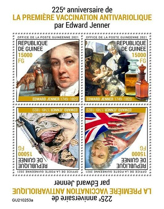 Guinea 2021 MNH Medical Stamps Edward Jenner Smallpox Vaccine People 4v M/S