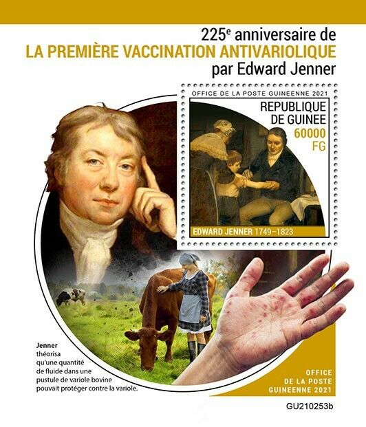 Guinea 2021 MNH Medical Stamps Edward Jenner Smallpox Vaccine People 1v S/S