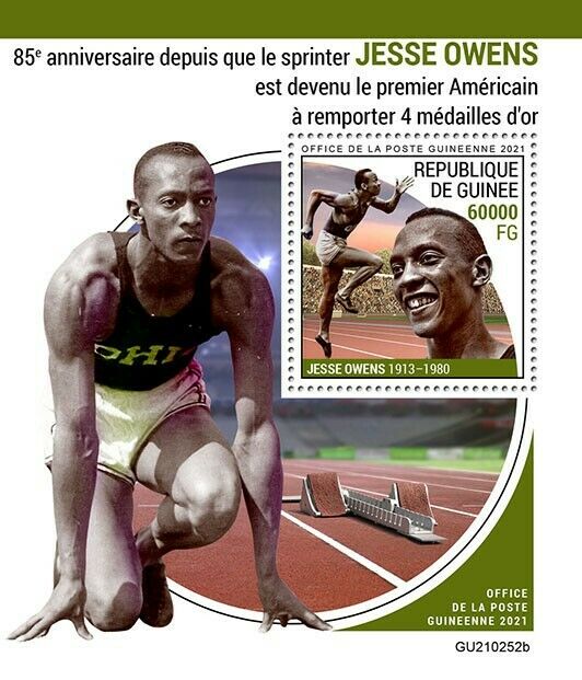 Guinea 2021 MNH Olympics Stamps Jesse Owens Berlin 1936 Gold Medal Winner 1v S/S