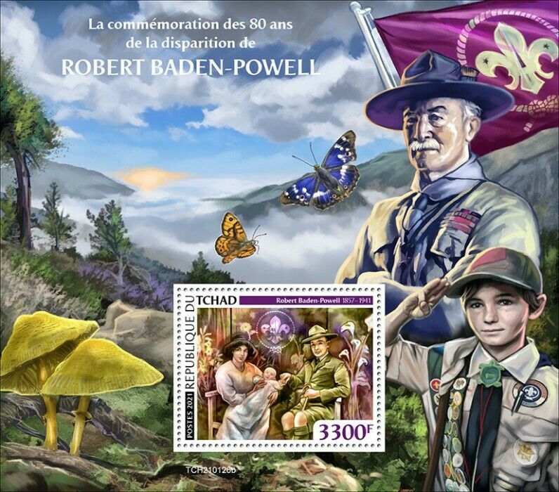 Chad 2021 MNH Scouting Stamps Robert Baden-Powell Boy Girl Scouts 1v S/S