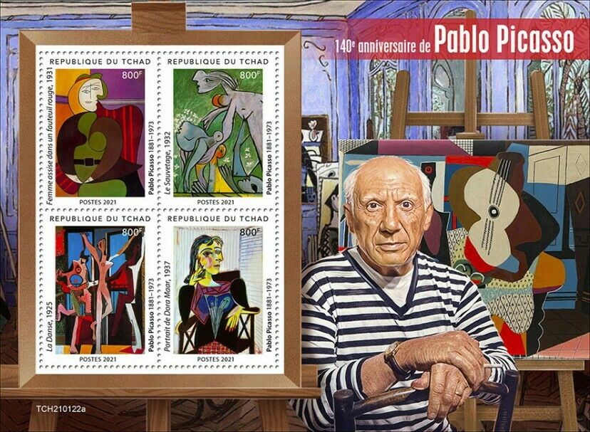 Chad 2021 MNH Art Stamps Pablo Picasso Nude Paintings Nudes 4v M/S