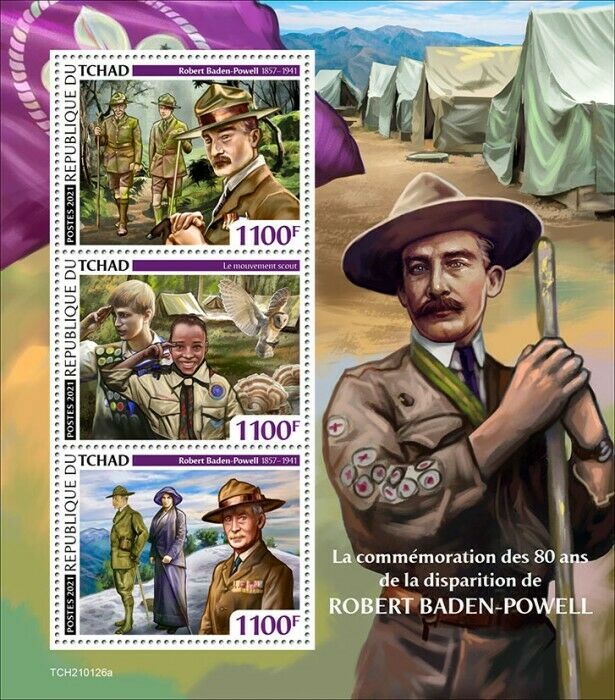 Chad 2021 MNH Scouting Stamps Robert Baden-Powell Boy Girl Scouts 3v M/S