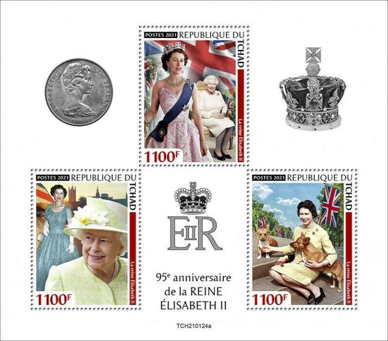 Chad 2021 MNH Royalty Stamps Queen Elizabeth II 95th Birthday 3v M/S
