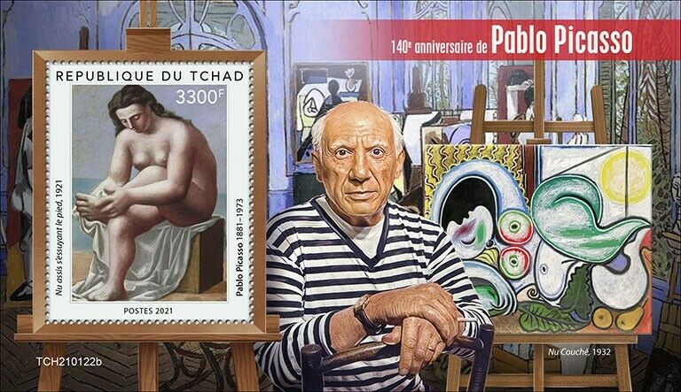 Chad 2021 MNH Art Stamps Pablo Picasso Nude Paintings Nudes 1v S/S