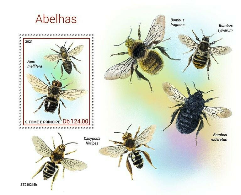 Sao Tome & Principe 2021 MNH Bees Stamps Honey Bee Bumblebee Insects 1v S/S