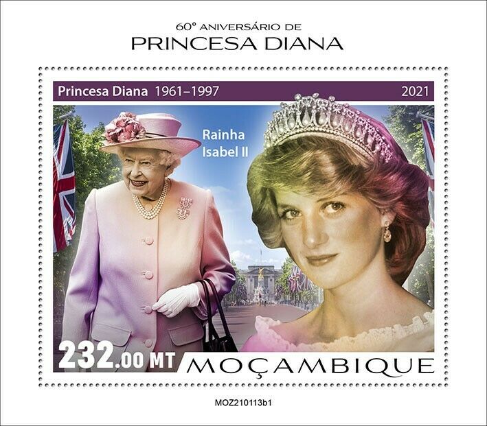 Mozambique 2021 MNH Royalty Stamps Princess Diana Queen Elizabeth II 1v S/S I