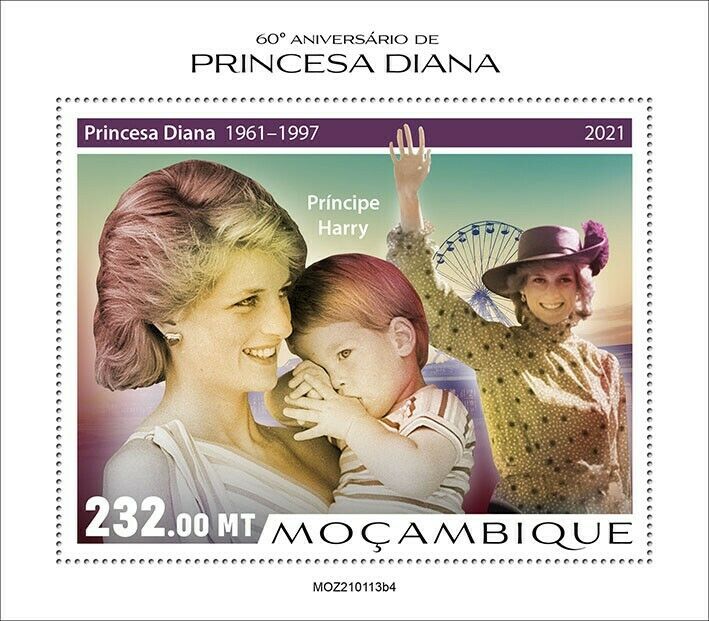 Mozambique 2021 MNH Royalty Stamps Princess Diana Prince Harry 1v S/S IV