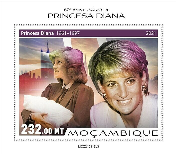 Mozambique 2021 MNH Royalty Stamps Princess Diana 1v S/S III