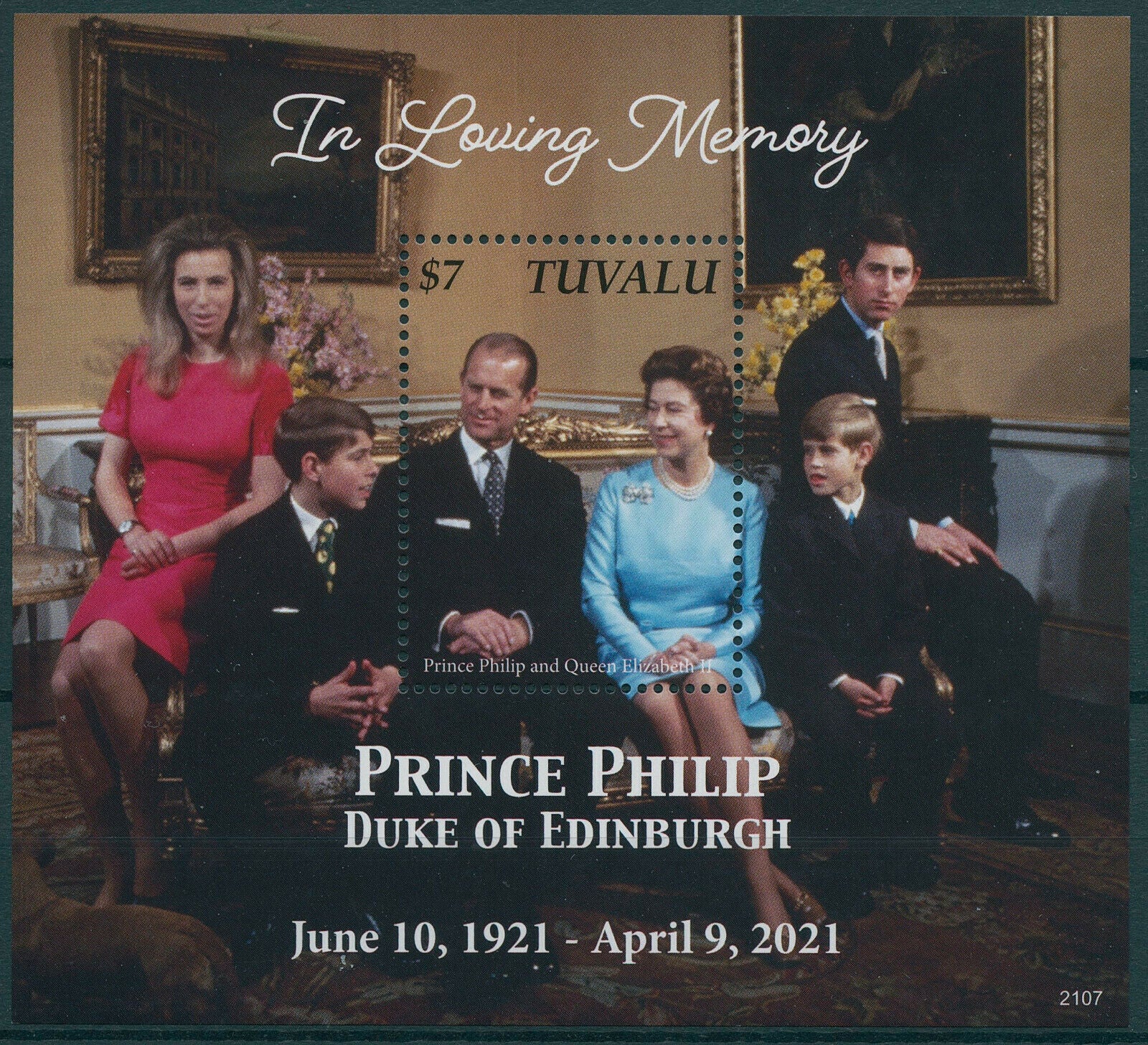 Tuvalu 2021 MNH Royalty Stamps Prince Philip Duke of Edinburgh Memorial 1v S/S