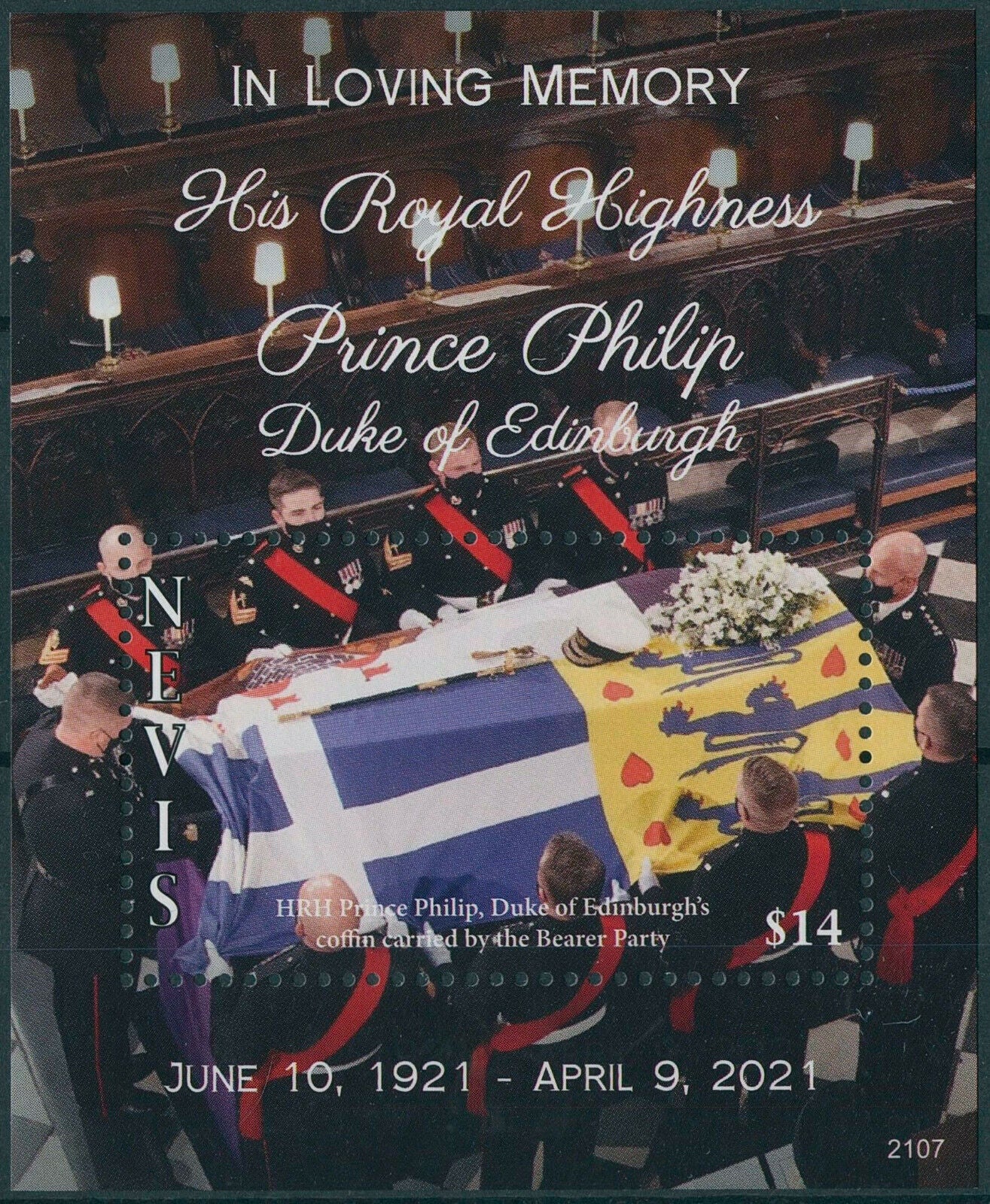 Nevis 2021 MNH Royalty Stamps Prince Philip Duke of Edinburgh Memorial 1v S/S