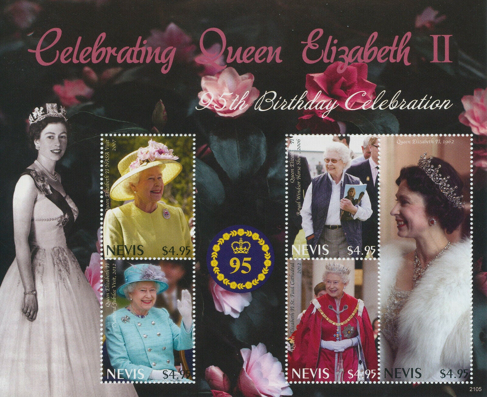Nevis 2021 MNH Royalty Stamps Queen Elizabeth II 95th Birthday Anniv 5v M/S