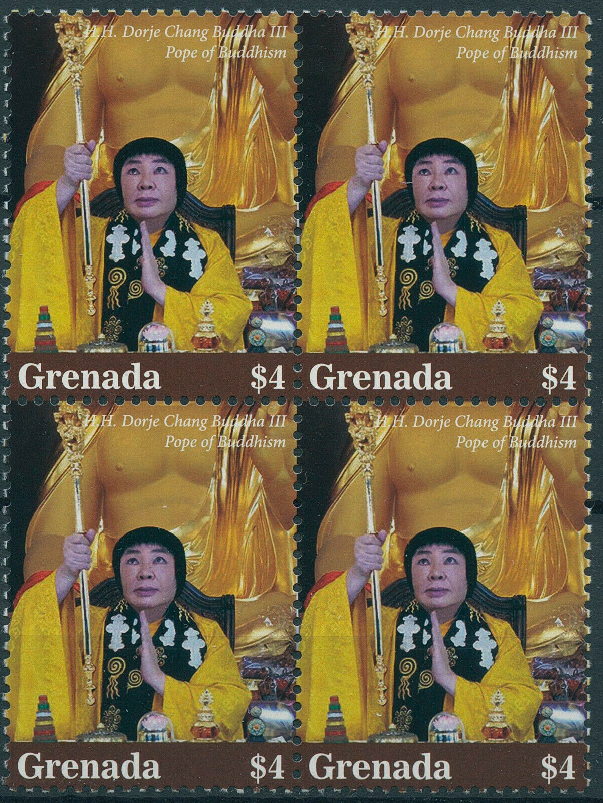 Grenada 2021 MNH Dorje Chang Buddha III Stamps Pope Buddhism Religion 4v Block