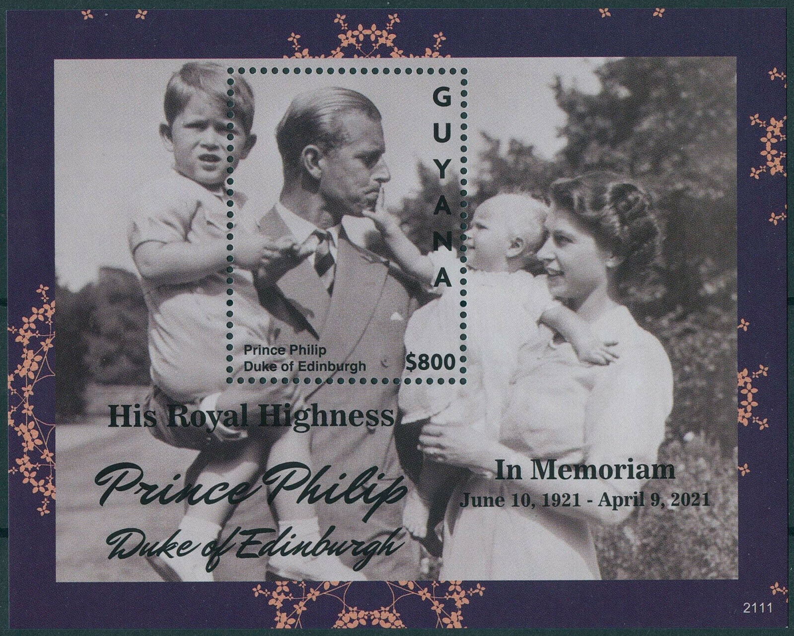 Guyana 2021 MNH Royalty Stamps Prince Philip Duke of Edinburgh Memorial 1v S/S