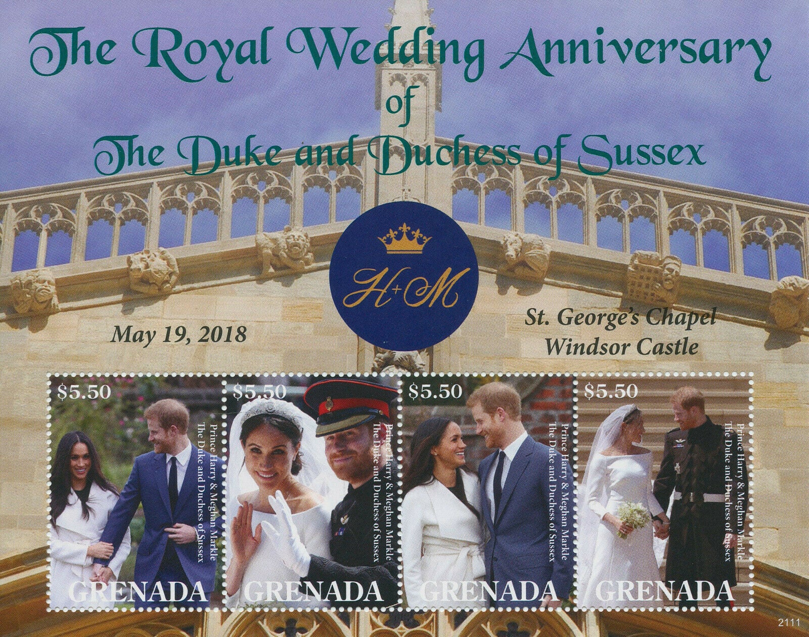 Grenada 2021 MNH Royalty Stamps Prince Harry & Meghan Royal Wedding Anniv 4v M/S