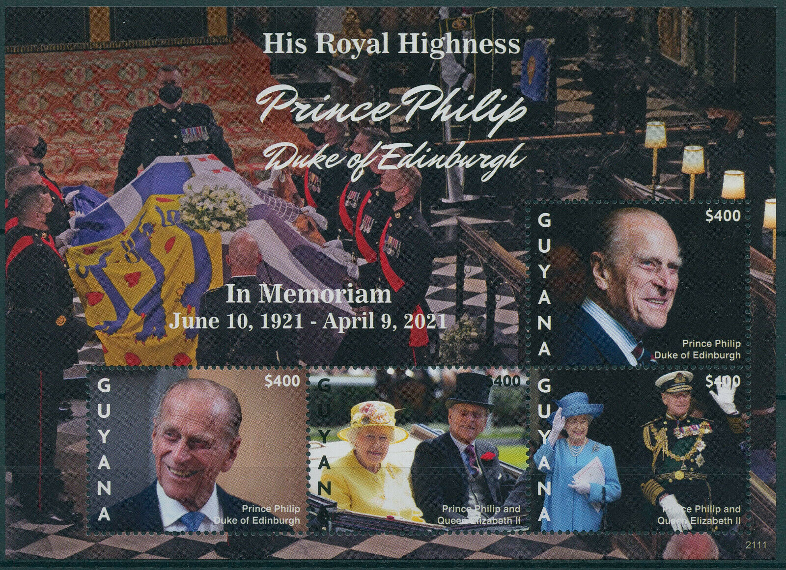 Guyana 2021 MNH Royalty Stamps Prince Philip Duke of Edinburgh Memorial 4v M/S