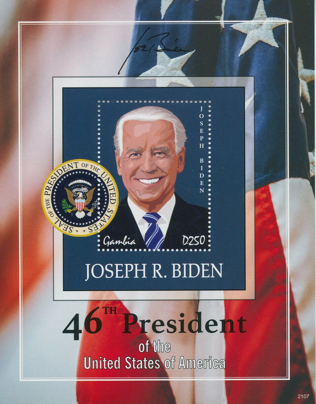 Gambia 2021 MNH Joe Biden Stamps 46th US Presidents Politicians People 1v S/S