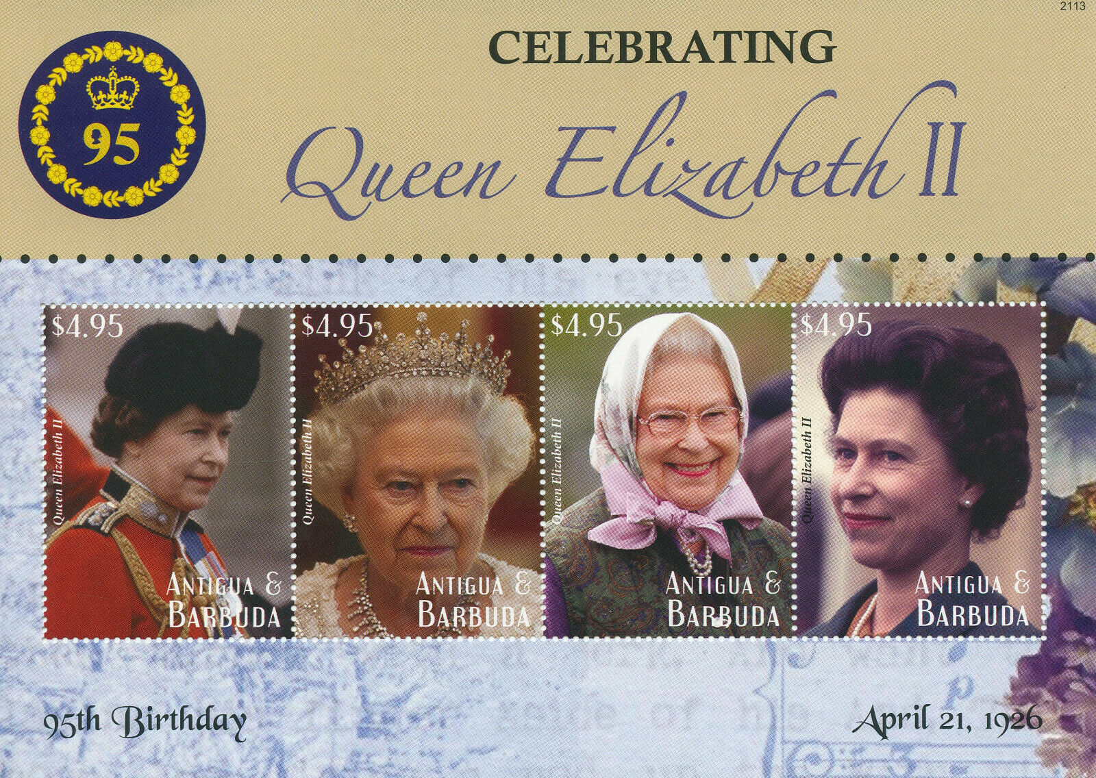 Antigua & Barbuda 2021 MNH Royalty Stamps Queen Elizabeth II 95th Bday 4v M/S