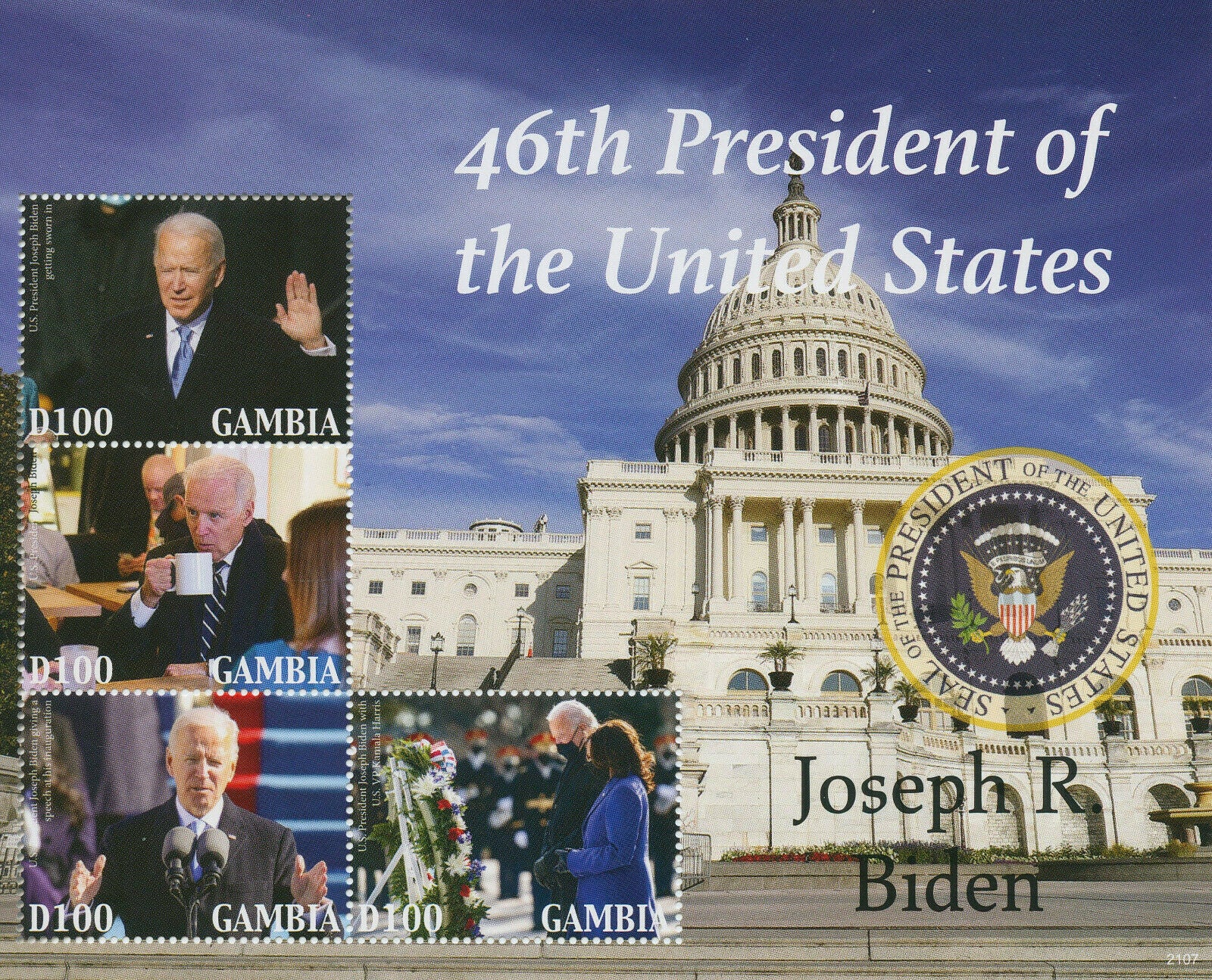 Gambia 2021 MNH Joe Biden Stamps 46th US Presidents Politicians People 4v M/S