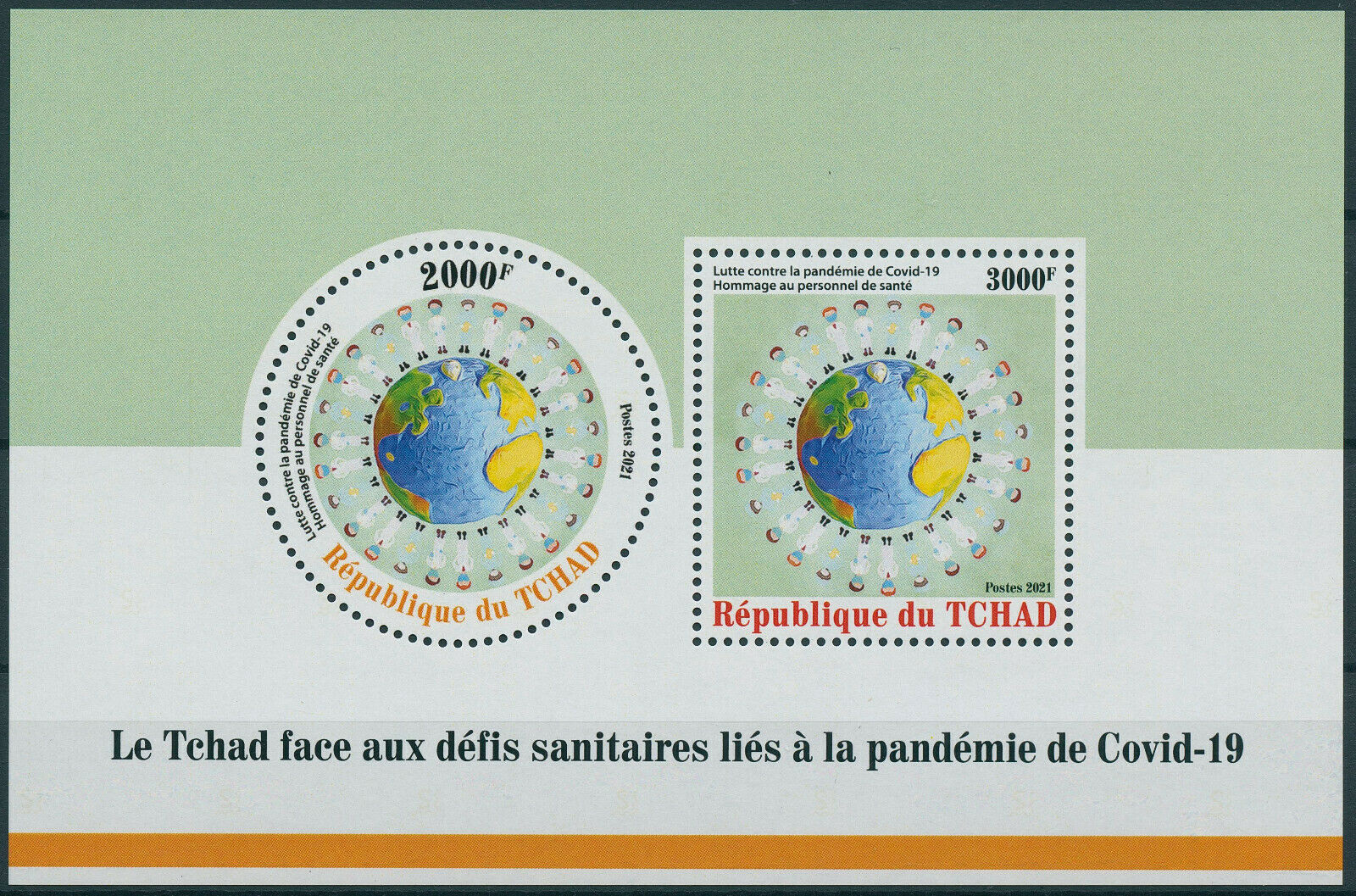 Chad 2021 MNH Medical Stamps Corona Health Challenges from Pandemic Covid-19 Covid 2v M/S