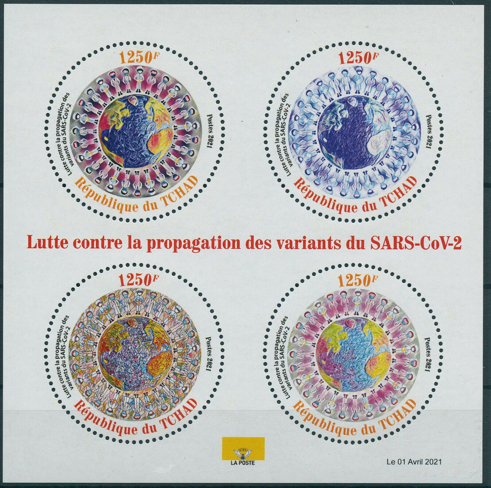 Chad 2021 MNH Medical Stamps Corona Fight Against SARS-Cov-2 Variants Covid-19 Covid 4v M/S
