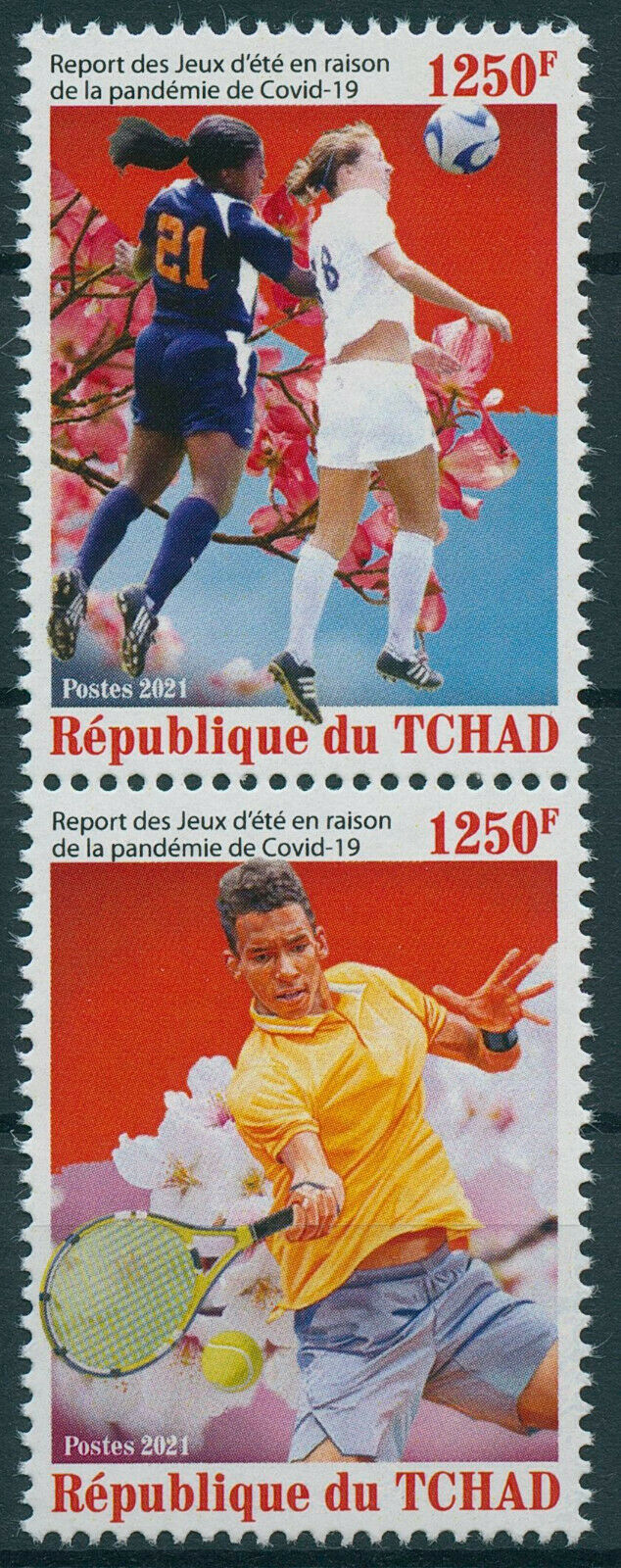 Chad 2021 MNH Olympics Stamps Tokyo 2020 Corona Tennis Football Tennis 2v Set