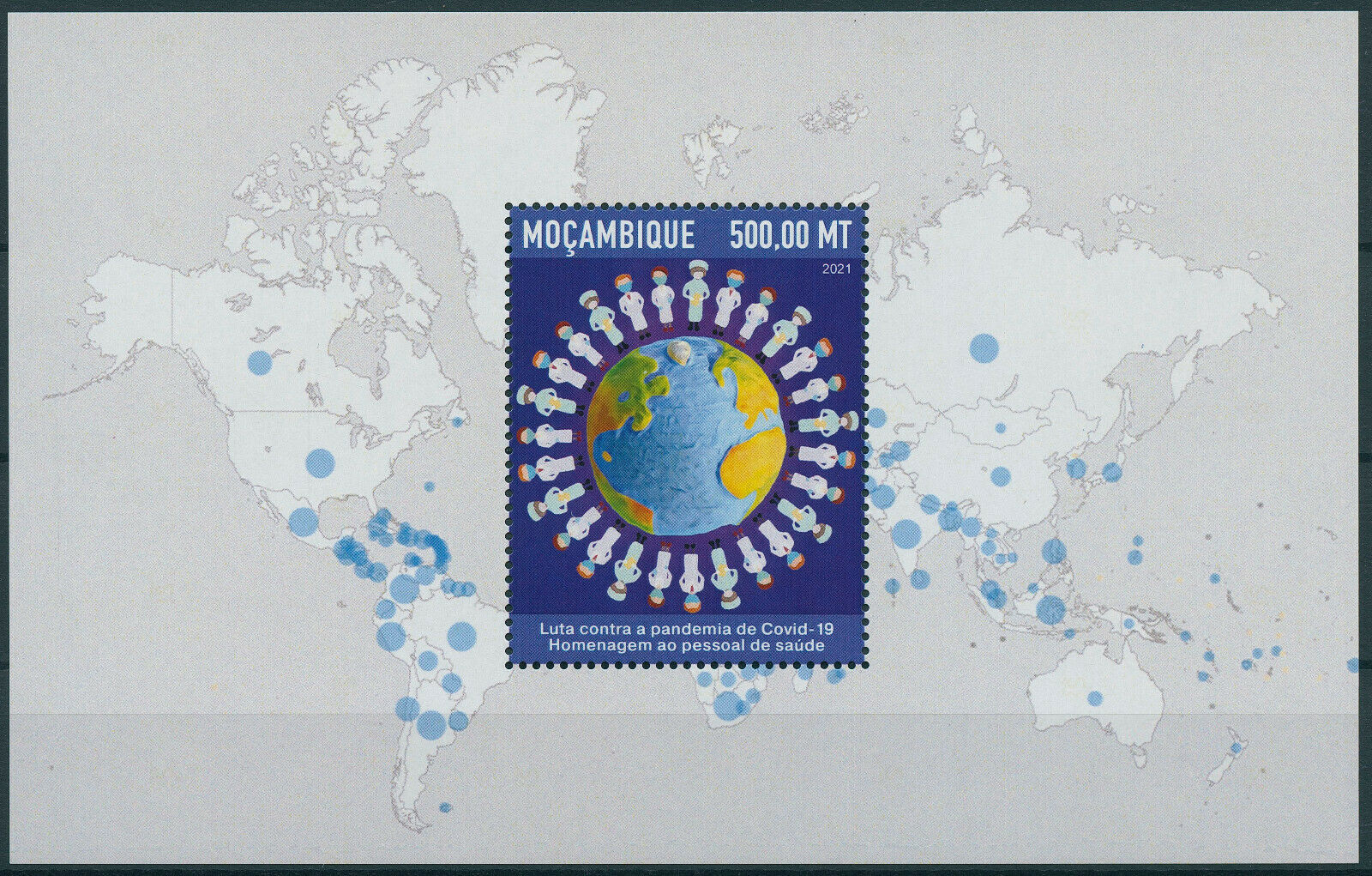 Mozambique 2021 MNH Medical Stamps Corona Tribute to Health Workers Covid-19 Covid 1v M/S