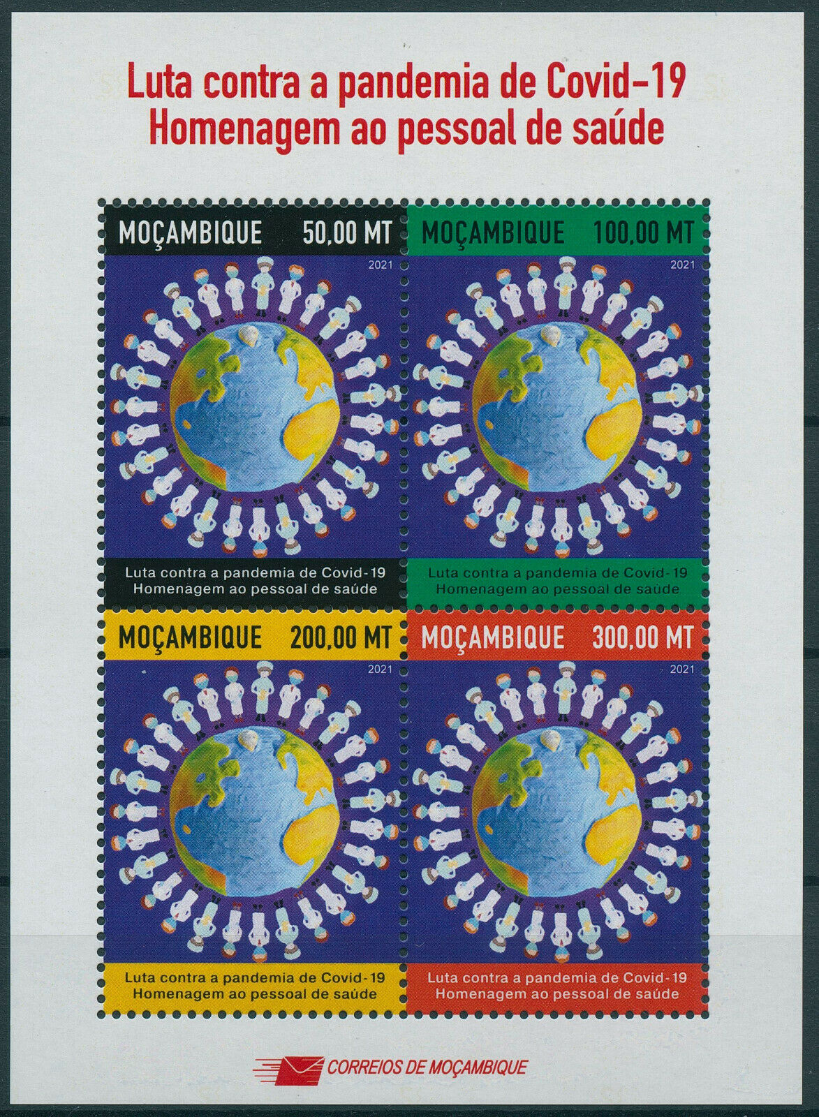 Mozambique 2021 MNH Medical Stamps Corona Tribute to Health Workers Covid-19 Covid 4v M/S