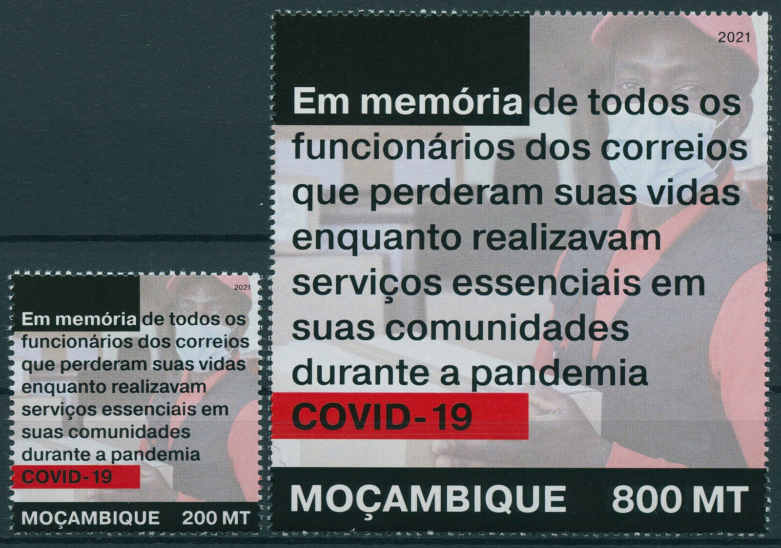 Mozambique 2021 MNH Medical Stamps Corona Tribute to Postal Workers Covid-19 Covid 2v Set