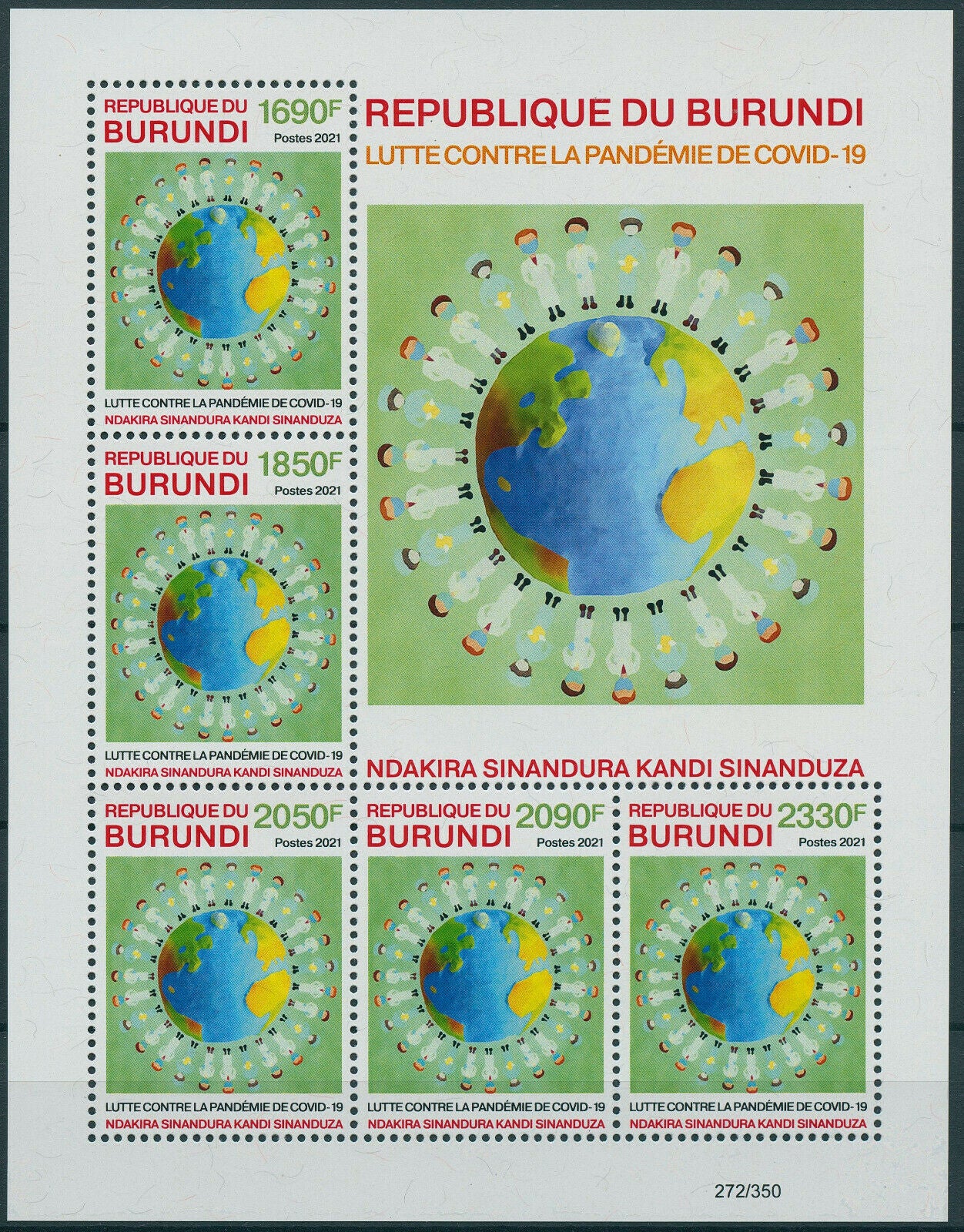 Burundi 2021 MNH Medical Stamps Corona Pandemic Covid-19 Covid 5v Numbered M/S Limited Ed