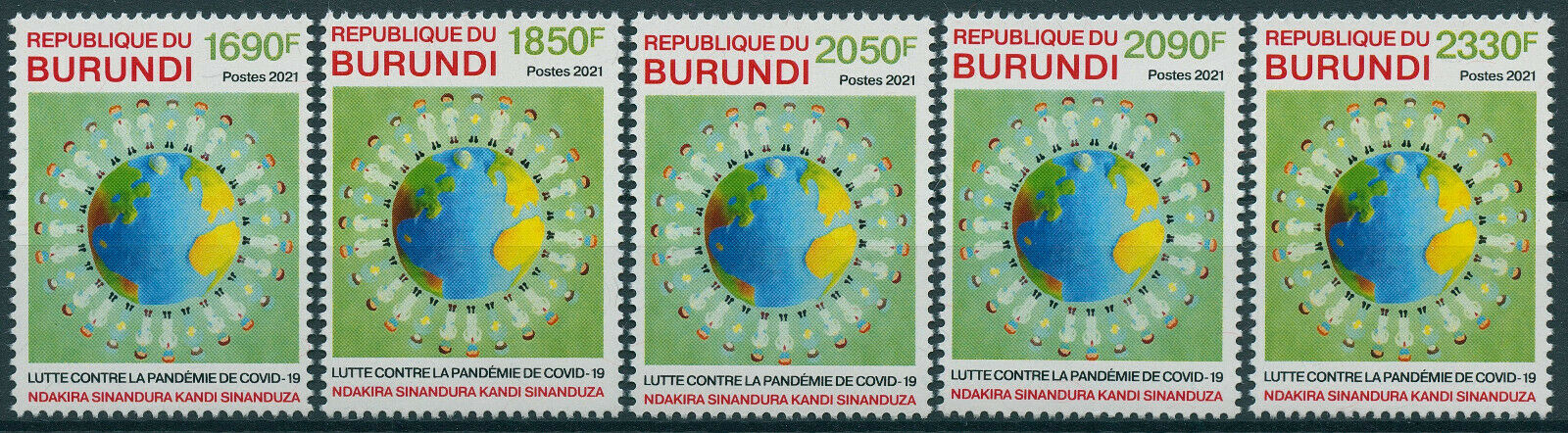 Burundi 2021 MNH Medical Stamps Corona Pandemic Covid-19 Covid 5v Set