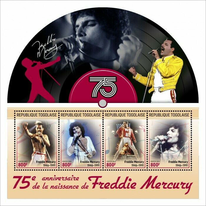 Togo 2021 MNH Music Stamps Freddie Mercury Famous People Celebrities 4v M/S