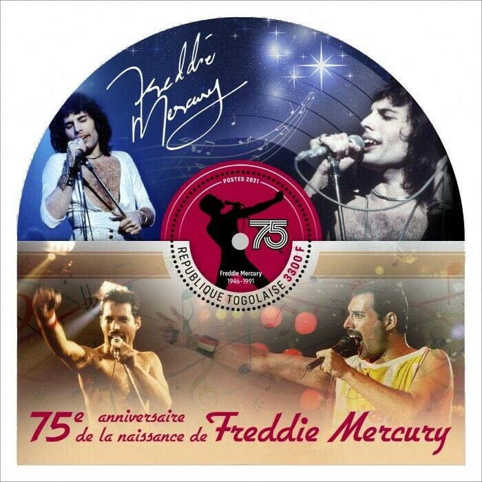 Togo 2021 MNH Music Stamps Freddie Mercury Famous People Celebrities 1v S/S