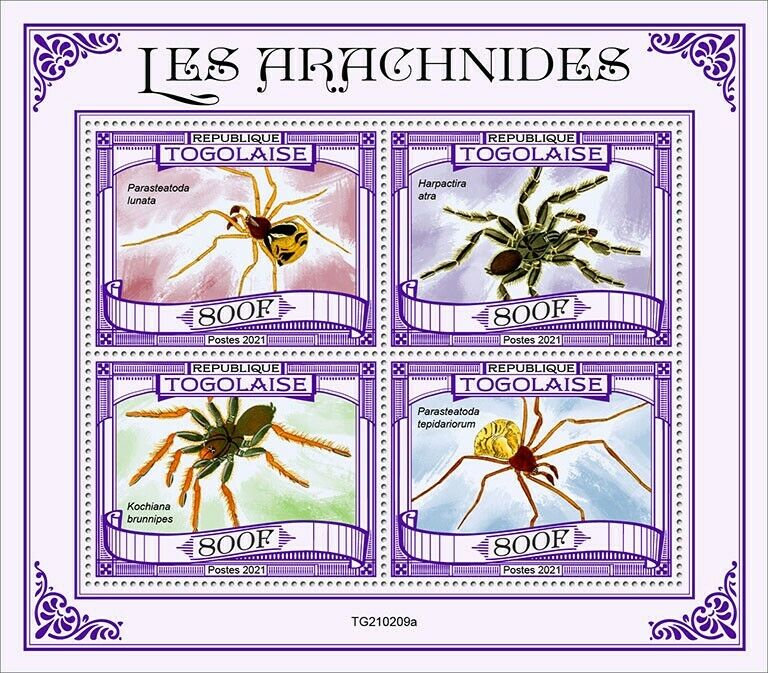 Togo 2021 MNH Animals Stamps Spiders Arachnids Arthropods 4v M/S