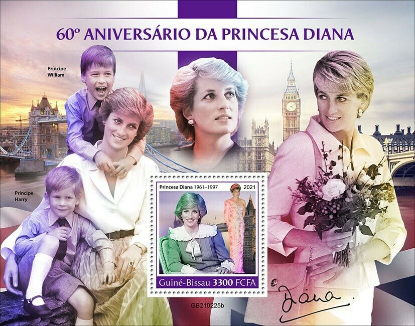 Guinea-Bissau 2021 MNH Royalty Stamps Princess Diana Famous People 1v S/S