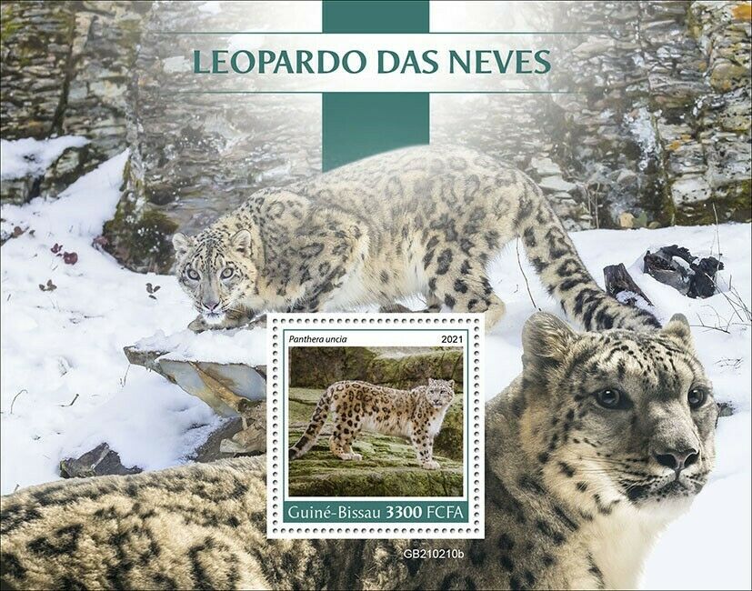 Guinea-Bissau 2021 MNH Wild Animals Stamps Snow Leopard Leopards Big Cats 1v S/S