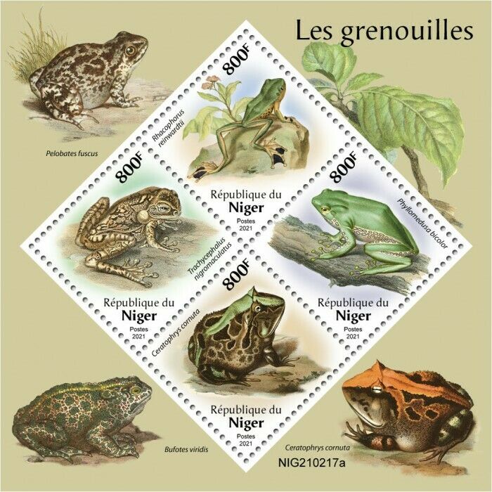 Niger 2021 MNH Amphibians Stamps Frogs Tree Frog 4v M/S