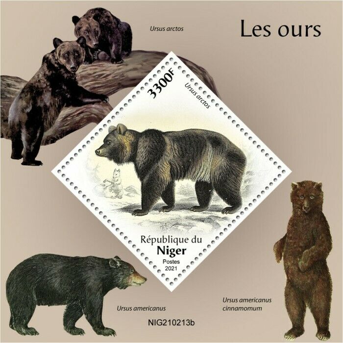 Niger 2021 MNH Wild Animals Stamps Bears Bear Brown Bear 1v S/S