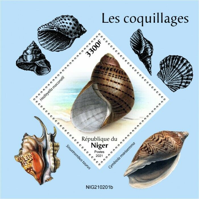 Niger 2021 MNH Seashells Stamps Sea Shells Cymbiola Voluta Marine 1v S/S
