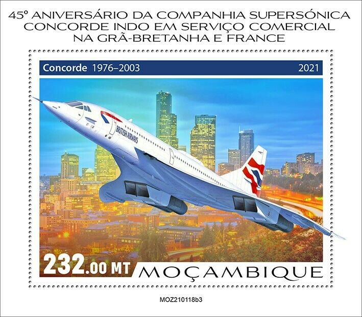 Mozambique 2021 MNH Aviation Stamps Concorde Commercial Service 1v S/S III