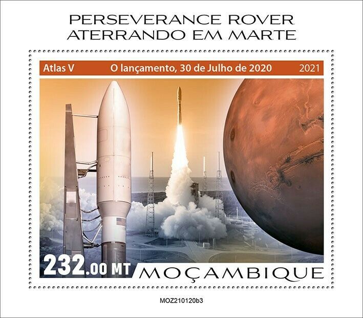 Mozambique 2021 MNH Space Stamps Perserverance Rover Mars Landing 1v S/S III