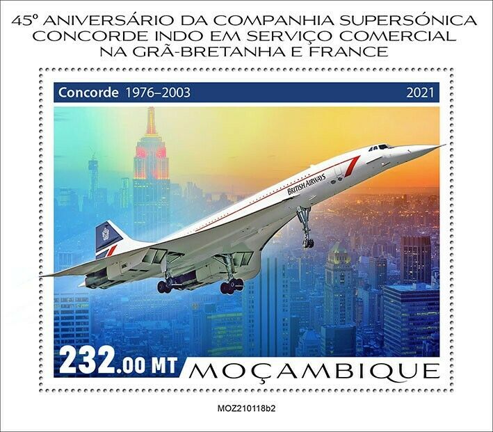 Mozambique 2021 MNH Aviation Stamps Concorde Commercial Service 1v S/S II