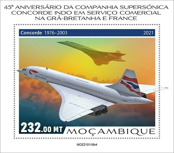 Mozambique 2021 MNH Aviation Stamps Concorde Commercial Service 1v S/S IV