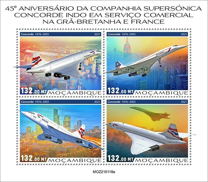 Mozambique 2021 MNH Aviation Stamps Concorde Aircraft Commercial Service 4v M/S