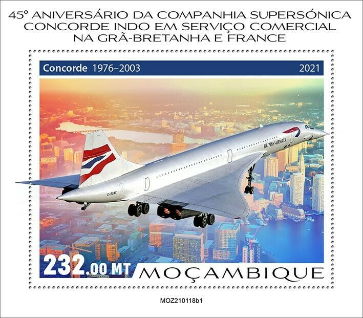 Mozambique 2021 MNH Aviation Stamps Concorde Commercial Service 1v S/S I