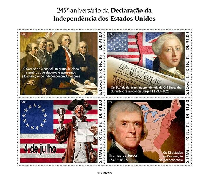 Sao Tome & Principe 2021 MNH Stamps Declaration Independence US Presidents 4v MS