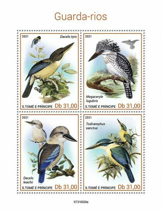 Sao Tome & Principe 2021 MNH Birds on Stamps Kingfishers Kingfisher 4v M/S