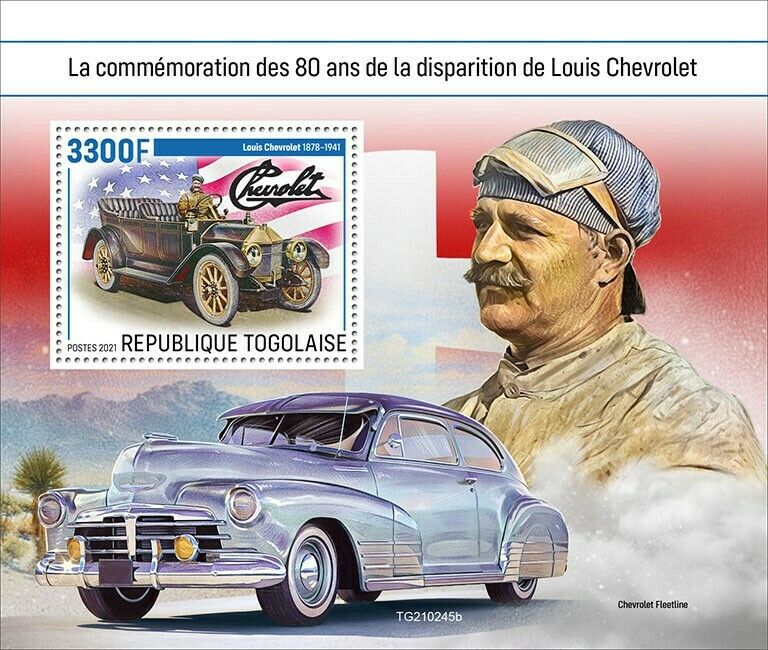 Togo 2021 MNH Cars Stamps Louis Chevrolet Fleetline Famous People 1v S/S