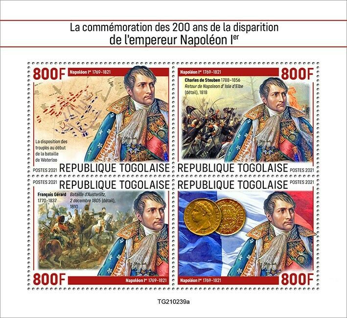 Togo 2021 MNH Military Stamps Napoleon Bonaparte Historical Figures People 4v MS
